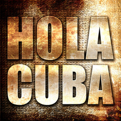 hola cuba, 3D rendering, metal text on rust background