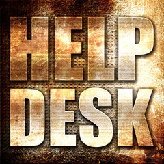 Helpdesk, 3D rendering, metal text on rust background