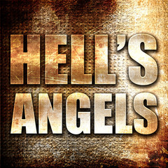hell's angels, 3D rendering, metal text on rust background