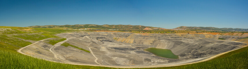 Minería del carbón, mina a cielo abierto desaparecida en Puertollano, Ciudad Real, España