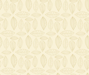 Vector Seamless stylized leaf pattern on white background. Hand drawn seamless pattern