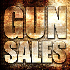 gun sales, 3D rendering, metal text on rust background