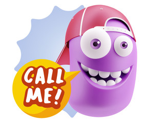 3d Illustration Laughing Character Emoji Expression saying Call
