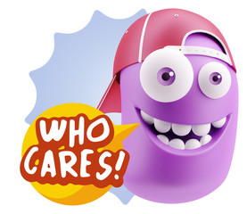 3d Illustration Laughing Character Emoji Expression saying Who C