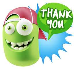 3d Illustration Laughing Character Emoji Expression saying Thank