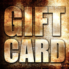 gift card, 3D rendering, metal text on rust background