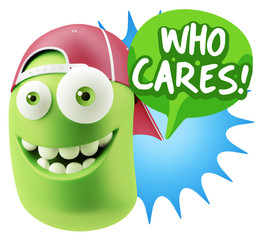 3d Illustration Laughing Character Emoji Expression saying Who C