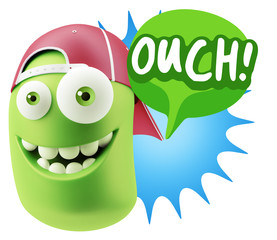 3d Illustration Laughing Character Emoji Expression saying Ouch
