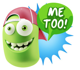 3d Illustration Laughing Character Emoji Expression saying Me To