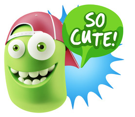 3d Illustration Laughing Character Emoji Expression saying So Cu