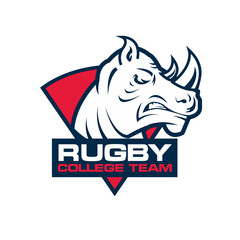 rhino head sport logo. Rugby badge template
