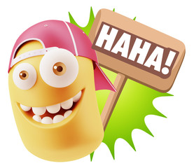 3d Illustration Laughing Character Emoji Expression saying Hahah