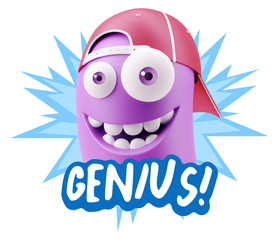3d Illustration Laughing Character Emoji Expression saying Geniu