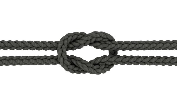 Rope Square Knot.Isolated on white background.