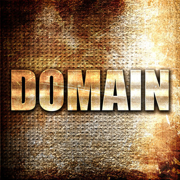 domain, 3D rendering, metal text on rust background