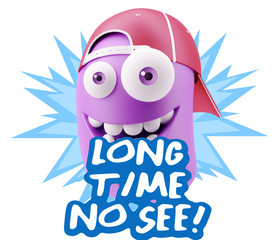 3d Illustration Laughing Character Emoji Expression saying Long