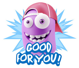 3d Rendering Smile Character Emoticon Expression saying Good For