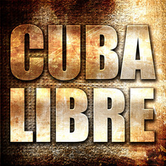Cuba libre, 3D rendering, metal text on rust background