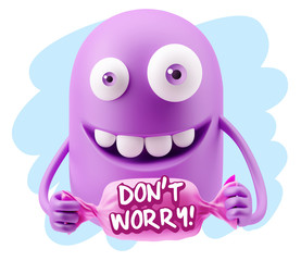 3d Rendering Smile Character Emoticon Expression saying Dont Wor