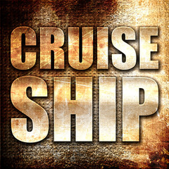 cruiseship, 3D rendering, metal text on rust background