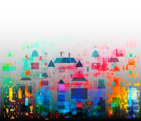 Modern city life, abstract conceptual illustration