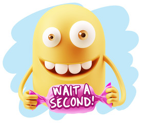 3d Illustration Laughing Character Emoji Expression saying Wait