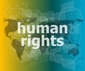 Law concept: words human rights on business digital background vector quotation marks with thin line speech bubble. concept of citation, info, testimonials, notice, textbox