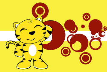 funny young tiger plush cartoon background in vector format very easy to edit