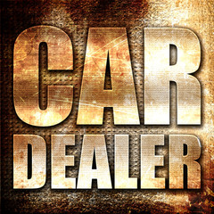 car dealer, 3D rendering, metal text on rust background