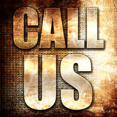 call us, 3D rendering, metal text on rust background