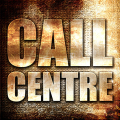 call centre, 3D rendering, metal text on rust background
