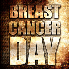 breast cancer day, 3D rendering, metal text on rust background
