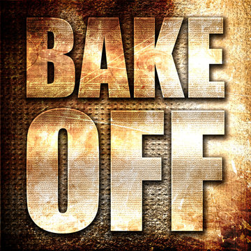 Bake Off, 3D Rendering, Metal Text On Rust Background