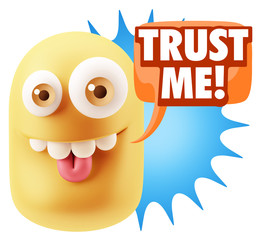 3d Illustration Laughing Character Emoji Expression saying Trust
