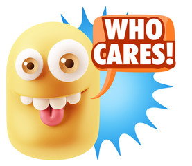 3d Illustration Laughing Character Emoji Expression saying Who C