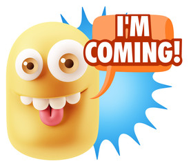 3d Illustration Laughing Character Emoji Expression saying I'm C