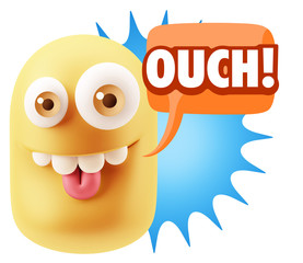 3d Illustration Laughing Character Emoji Expression saying Ouch