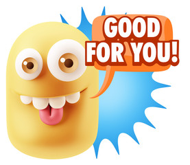 3d Rendering Smile Character Emoticon Expression saying Good For