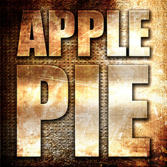 apple pie, 3D rendering, metal text on rust background