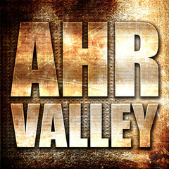 ahr valley, 3D rendering, metal text on rust background