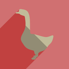 Flat icons with shadow of goose