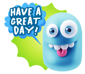 Obraz premium 3d Rendering Smile Character Emoticon Expression saying Have A G