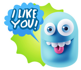 3d Illustration Laughing Character Emoji Expression saying I Lik