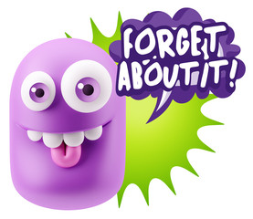 3d Rendering Smile Character Emoticon Expression saying Forget A