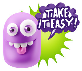 3d Illustration Laughing Character Emoji Expression saying Take