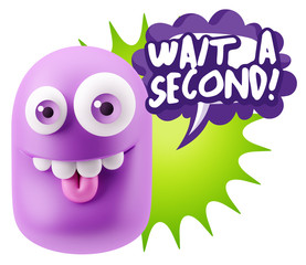 3d Illustration Laughing Character Emoji Expression saying Wait