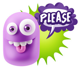 3d Illustration Laughing Character Emoji Expression saying Pleas