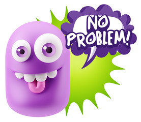3d Rendering Smile Character Emoticon Expression saying No Probl