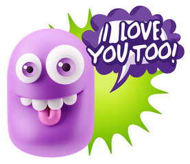 3d Illustration Laughing Character Emoji Expression saying I Lov