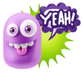 3d Illustration Laughing Character Emoji Expression saying Yeah